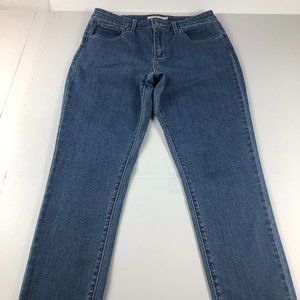 Levi's Jeans Women's 31 721 High Rise Skinny Ankle Blue Stretch Frayed Hem Denim